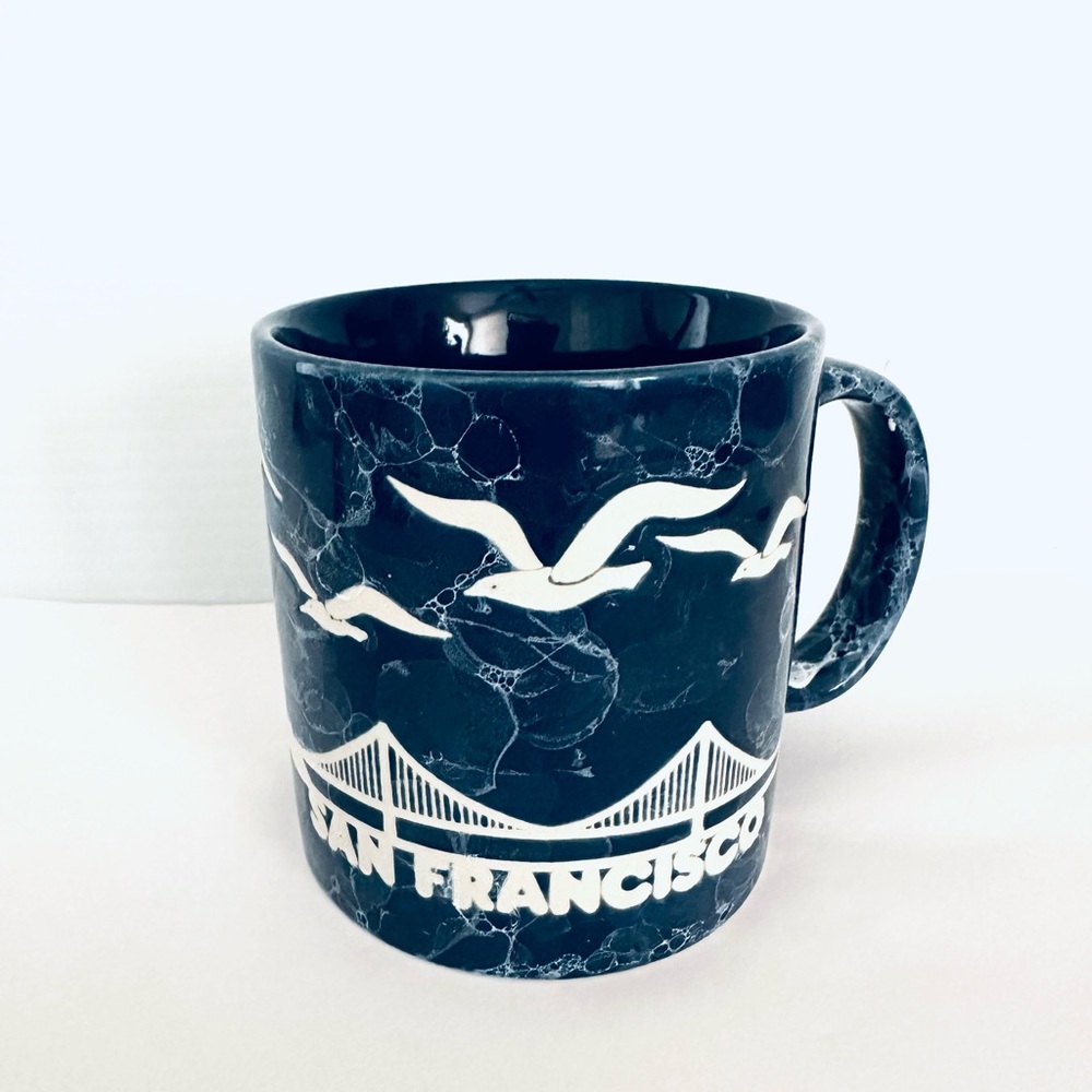 VTG 1982 San Francisco 8 Oz Coffee Mug Pretty Blue Stoneware Preowned